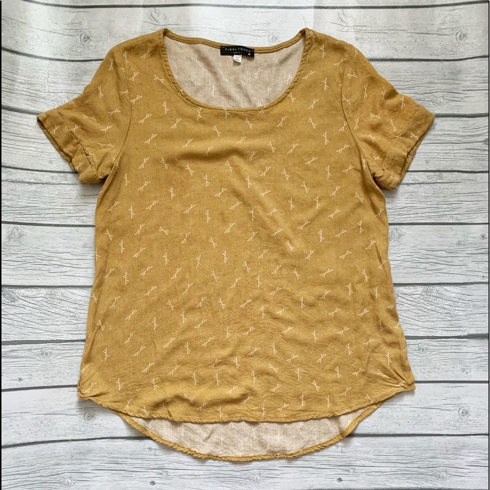 Final Touch golden yellow top with print-medium